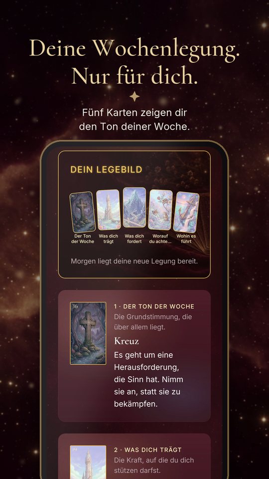 Deine Wochenlegung. Nur für dich.